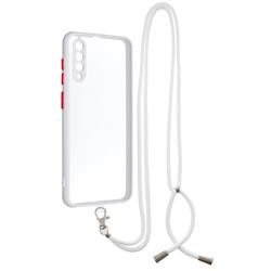 Necklace Cross-body Lanyard Strap Cord Phone Case Cover for Samsung Galaxy A30s - White