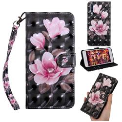 Black Powder Flower 3D Painted Leather Wallet Case for Samsung Galaxy A30s