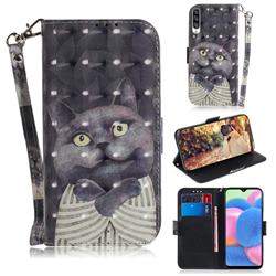 Cat Embrace 3D Painted Leather Wallet Phone Case for Samsung Galaxy A30s