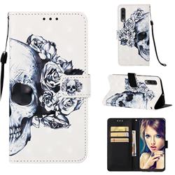Skull Flower 3D Painted Leather Wallet Case for Samsung Galaxy A30s