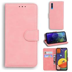 Retro Classic Skin Feel Leather Wallet Phone Case for Samsung Galaxy A30s - Pink