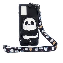 Cute Panda Neck Lanyard Zipper Wallet Silicone Case for Samsung Galaxy A31