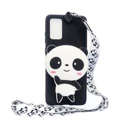 White Panda Neck Lanyard Zipper Wallet Silicone Case for Samsung Galaxy A31