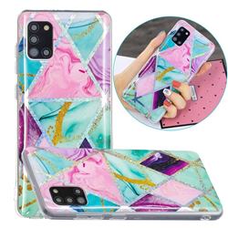 Triangular Marble Painted Galvanized Electroplating Soft Phone Case Cover for Samsung Galaxy A31