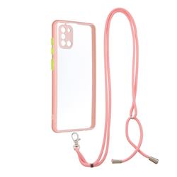 Necklace Cross-body Lanyard Strap Cord Phone Case Cover for Samsung Galaxy A31 - Pink