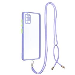 Necklace Cross-body Lanyard Strap Cord Phone Case Cover for Samsung Galaxy A31 - Purple