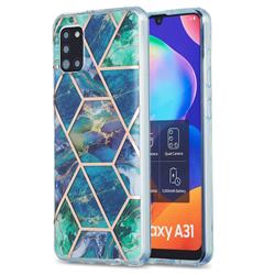 Blue Green Marble Pattern Galvanized Electroplating Protective Case Cover for Samsung Galaxy A31
