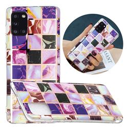 Square Puzzle Painted Marble Electroplating Protective Case for Samsung Galaxy A31