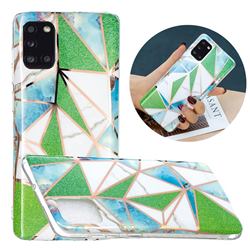 Green Triangle Painted Marble Electroplating Protective Case for Samsung Galaxy A31