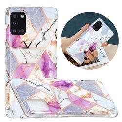 Purple and White Painted Marble Electroplating Protective Case for Samsung Galaxy A31