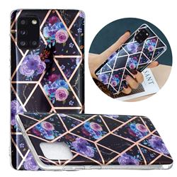 Black Flower Painted Marble Electroplating Protective Case for Samsung Galaxy A31