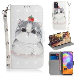 Cute Tomato Cat 3D Painted Leather Wallet Phone Case for Samsung Galaxy A31