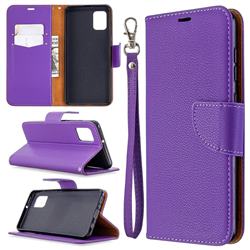 Classic Luxury Litchi Leather Phone Wallet Case for Samsung Galaxy A31 - Purple