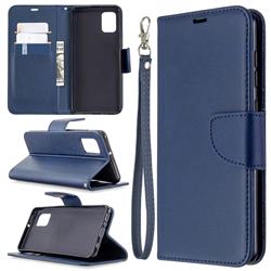 Classic Sheepskin PU Leather Phone Wallet Case for Samsung Galaxy A31 - Blue