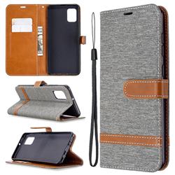 Jeans Cowboy Denim Leather Wallet Case for Samsung Galaxy A31 - Gray