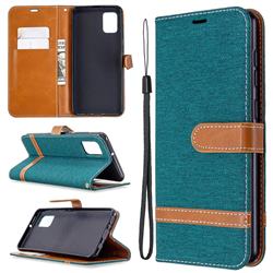 Jeans Cowboy Denim Leather Wallet Case for Samsung Galaxy A31 - Green