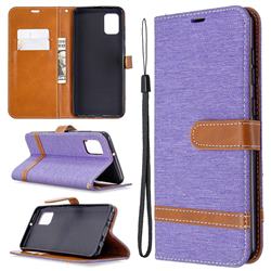 Jeans Cowboy Denim Leather Wallet Case for Samsung Galaxy A31 - Purple