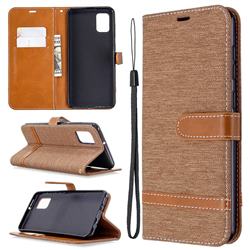 Jeans Cowboy Denim Leather Wallet Case for Samsung Galaxy A31 - Brown