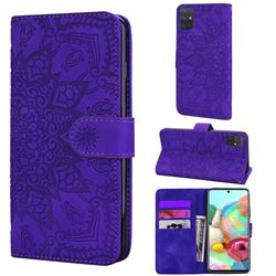Retro Embossing Mandala Flower Leather Wallet Case for Samsung Galaxy A31 - Purple
