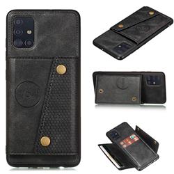 Retro Multifunction Card Slots Stand Leather Coated Phone Back Cover for Samsung Galaxy A31 - Black