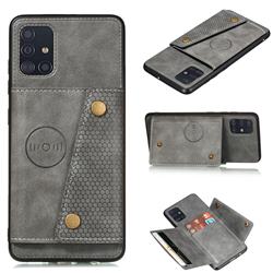 Retro Multifunction Card Slots Stand Leather Coated Phone Back Cover for Samsung Galaxy A31 - Gray