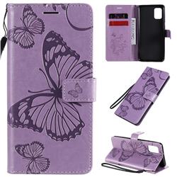 Embossing 3D Butterfly Leather Wallet Case for Samsung Galaxy A31 - Purple