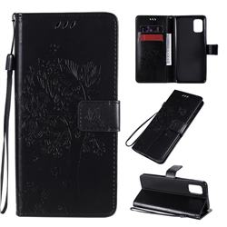 Embossing Butterfly Tree Leather Wallet Case for Samsung Galaxy A31 - Black