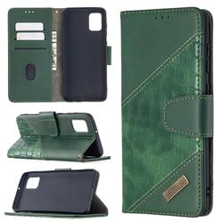 BinfenColor BF04 Color Block Stitching Crocodile Leather Case Cover for Samsung Galaxy A31 - Green