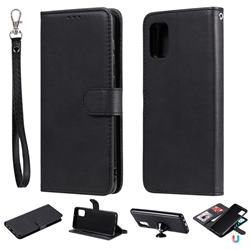 Retro Greek Detachable Magnetic PU Leather Wallet Phone Case for Samsung Galaxy A31 - Black