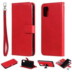 Retro Greek Detachable Magnetic PU Leather Wallet Phone Case for Samsung Galaxy A31 - Red