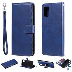 Retro Greek Detachable Magnetic PU Leather Wallet Phone Case for Samsung Galaxy A31 - Blue