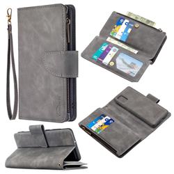 Binfen Color BF02 Sensory Buckle Zipper Multifunction Leather Phone Wallet for Samsung Galaxy A31 - Gray
