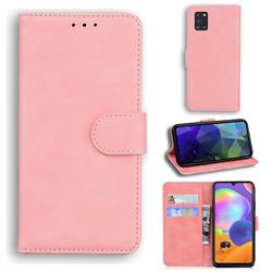 Retro Classic Skin Feel Leather Wallet Phone Case for Samsung Galaxy A31 - Pink