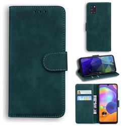 Retro Classic Skin Feel Leather Wallet Phone Case for Samsung Galaxy A31 - Green