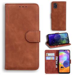 Retro Classic Skin Feel Leather Wallet Phone Case for Samsung Galaxy A31 - Brown