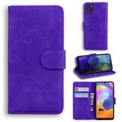 Retro Classic Skin Feel Leather Wallet Phone Case for Samsung Galaxy A31 - Purple