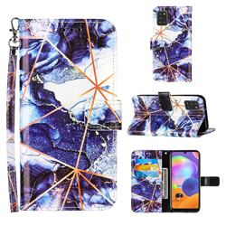 Starry Blue Stitching Color Marble Leather Wallet Case for Samsung Galaxy A31
