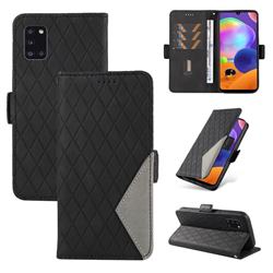 Grid Pattern Splicing Protective Wallet Case Cover for Samsung Galaxy A31 - Black