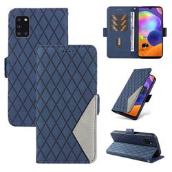 Grid Pattern Splicing Protective Wallet Case Cover for Samsung Galaxy A31 - Blue