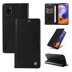 YIKATU Litchi Card Magnetic Automatic Suction Leather Flip Cover for Samsung Galaxy A31 - Black
