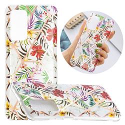 Tropical Rainforest Flower Painted Marble Electroplating Protective Case for Samsung Galaxy A32 5G