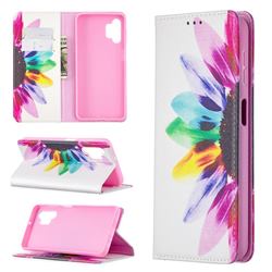 Sun Flower Slim Magnetic Attraction Wallet Flip Cover for Samsung Galaxy A32 5G