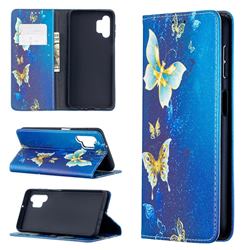Gold Butterfly Slim Magnetic Attraction Wallet Flip Cover for Samsung Galaxy A32 5G