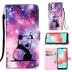 Panda Baby Matte Leather Wallet Phone Case for Samsung Galaxy A32 5G