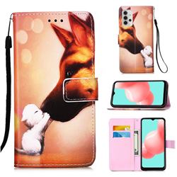Hound Kiss Matte Leather Wallet Phone Case for Samsung Galaxy A32 5G