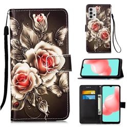 Black Rose Matte Leather Wallet Phone Case for Samsung Galaxy A32 5G