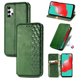 Ultra Slim Fashion Business Card Magnetic Automatic Suction Leather Flip Cover for Samsung Galaxy A32 5G - Green