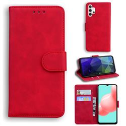 Retro Classic Skin Feel Leather Wallet Phone Case for Samsung Galaxy A32 5G - Red