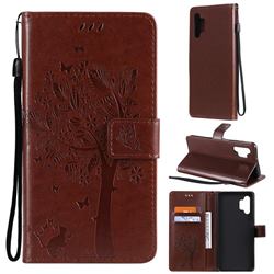 Embossing Butterfly Tree Leather Wallet Case for Samsung Galaxy A32 5G - Coffee