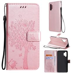 Embossing Butterfly Tree Leather Wallet Case for Samsung Galaxy A32 5G - Rose Pink